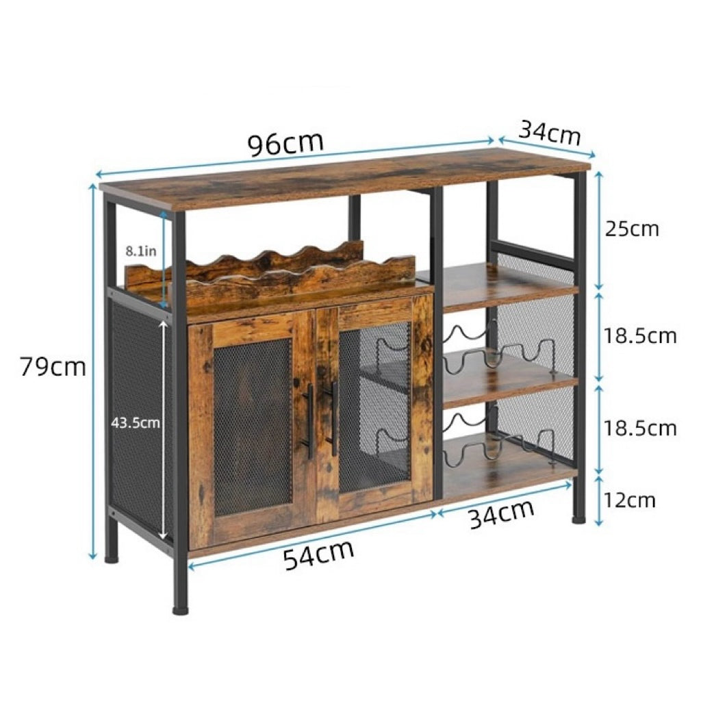 Solid Wood Glass-Door Wine Cabinet – Large Liquor Storage