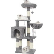 110cm Cat Tree with Toy, Cat Tower for Indoor Cats, Cat Play Tower with Padded Plush Perch, Cozy Hammock and Sisal Scratching Posts, Multi-Level House for Kittens, Light Gray