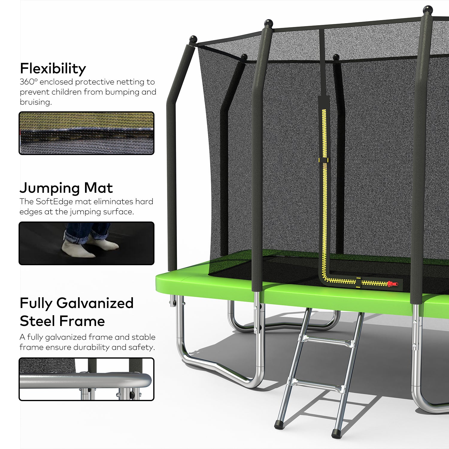 6FT x 9FT Outdoor Rectangular Trampoline,with Enclosure Net and Ladder
