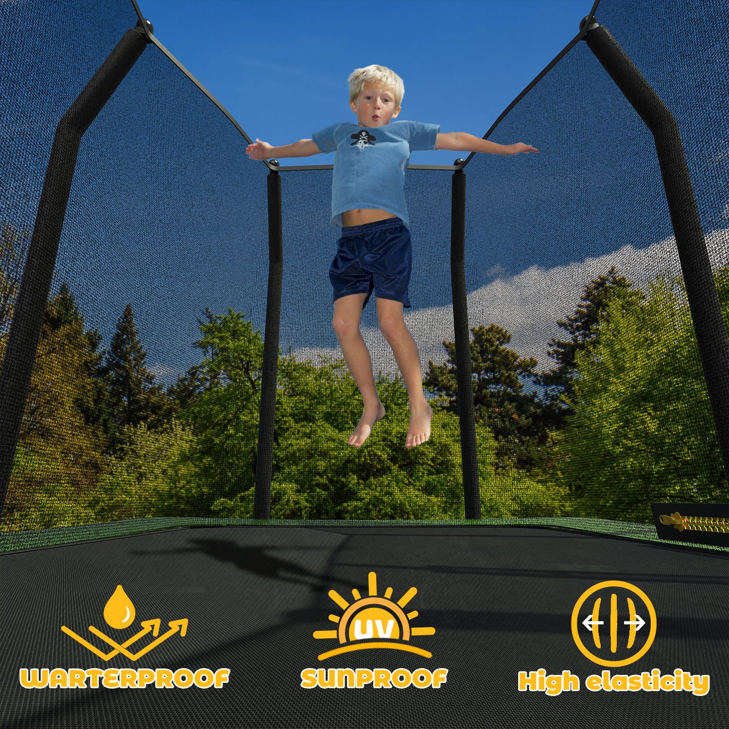 6FT x 9FT Outdoor Rectangular Trampoline,with Enclosure Net and Ladder