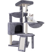 Cat Tree Tower with Scratching Posts,Activity Centre Climbing Tree Furniture with Cat Condo and Two Hammocks,Grey