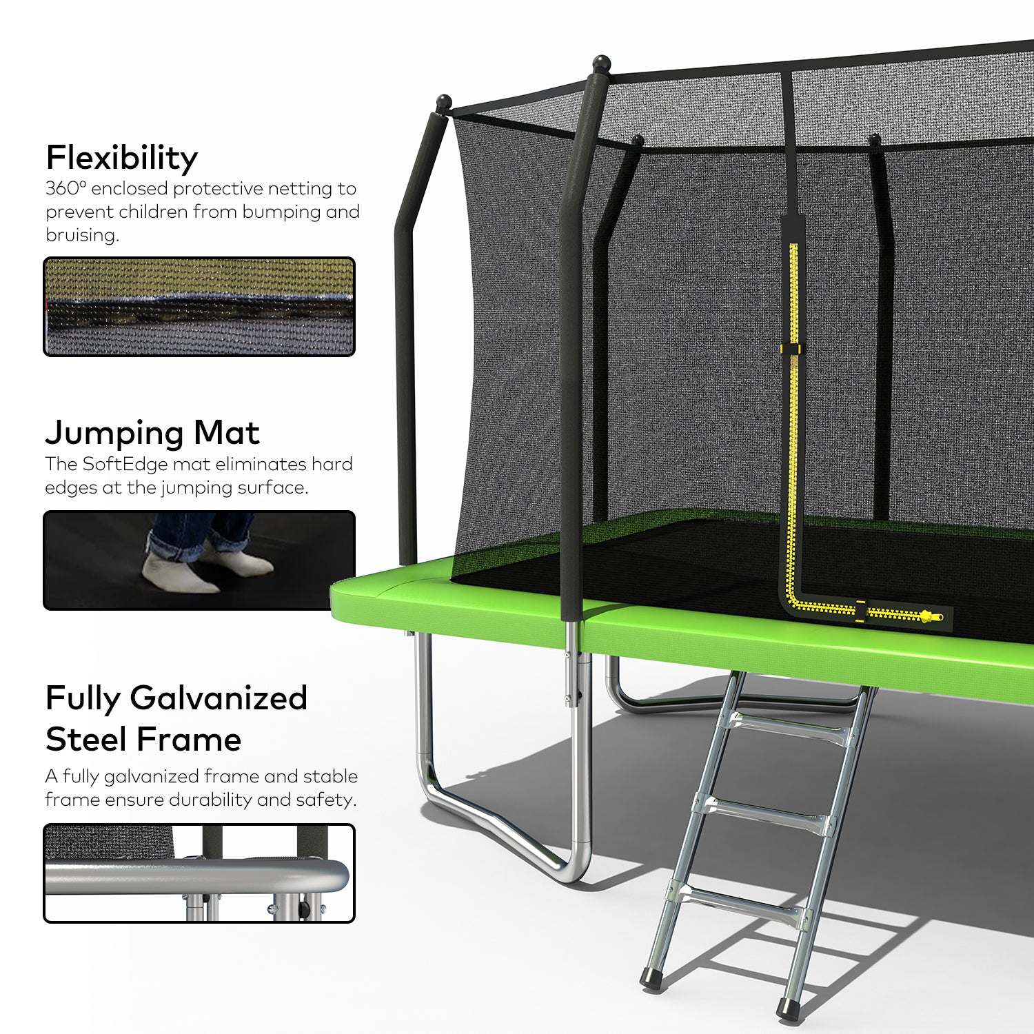 9FT x 12FT Rectangle Trampoline - Perfect Outdoor Trampoline for Kids