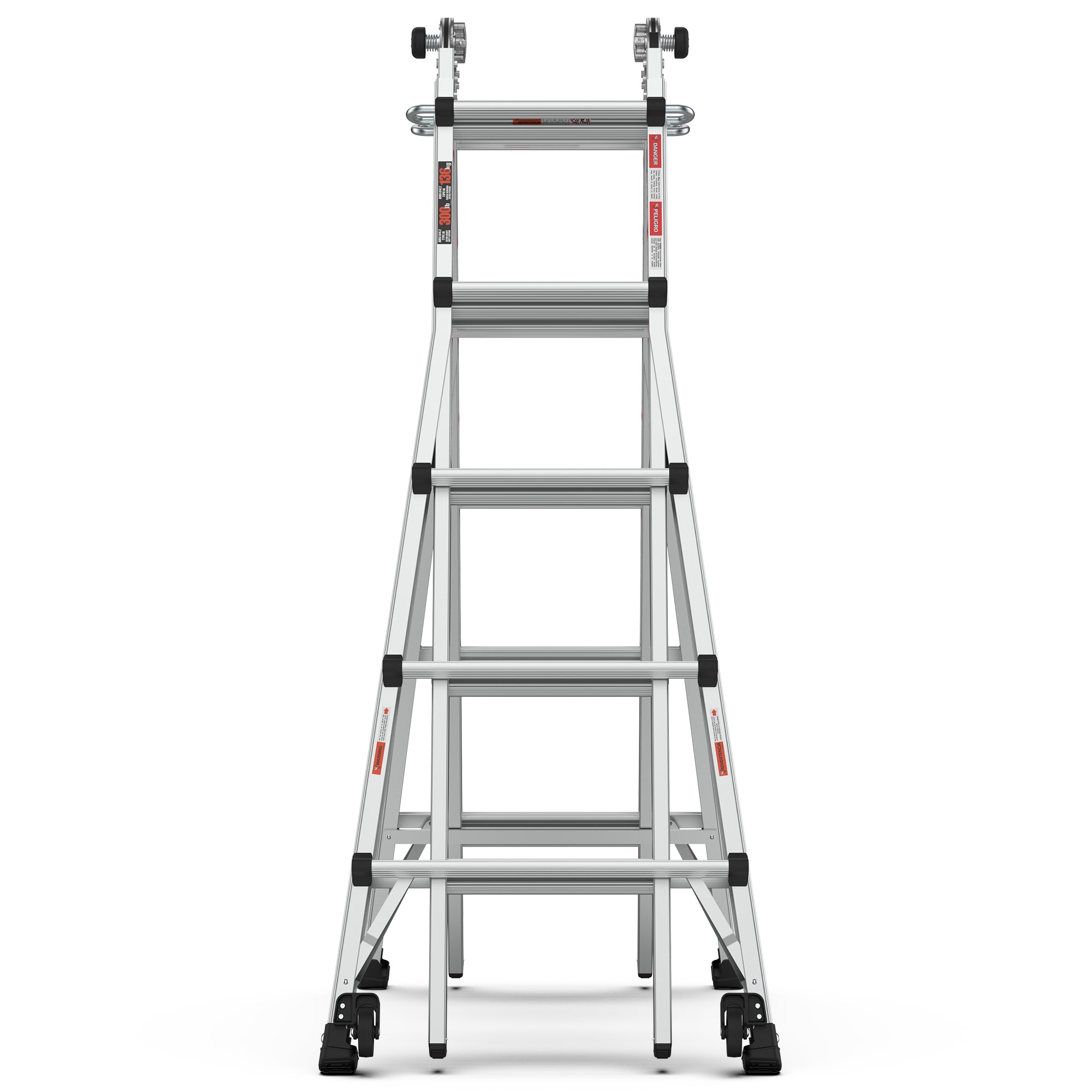 Aluminum Multi-Position Ladder with Wheels, 17ft,22ft