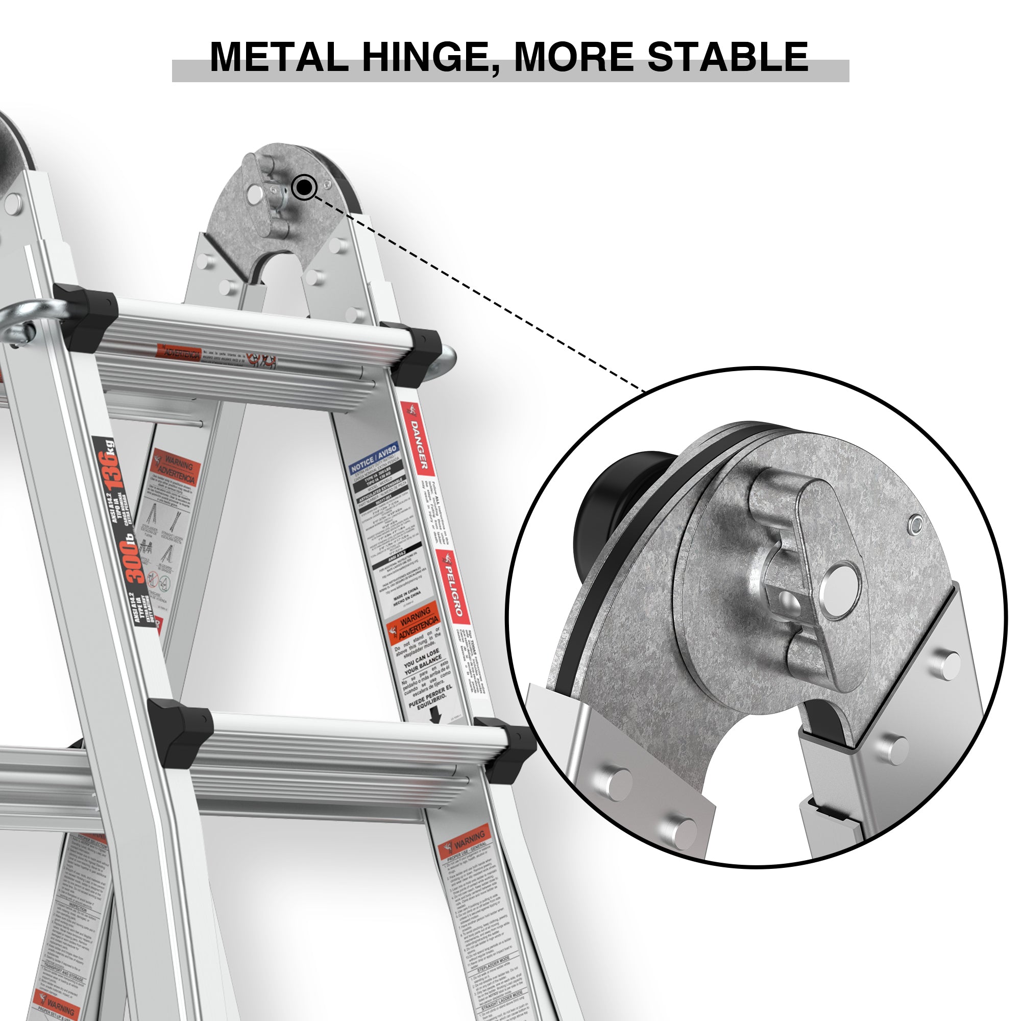 Aluminum Multi-Position Ladder with Wheels, 17ft,22ft