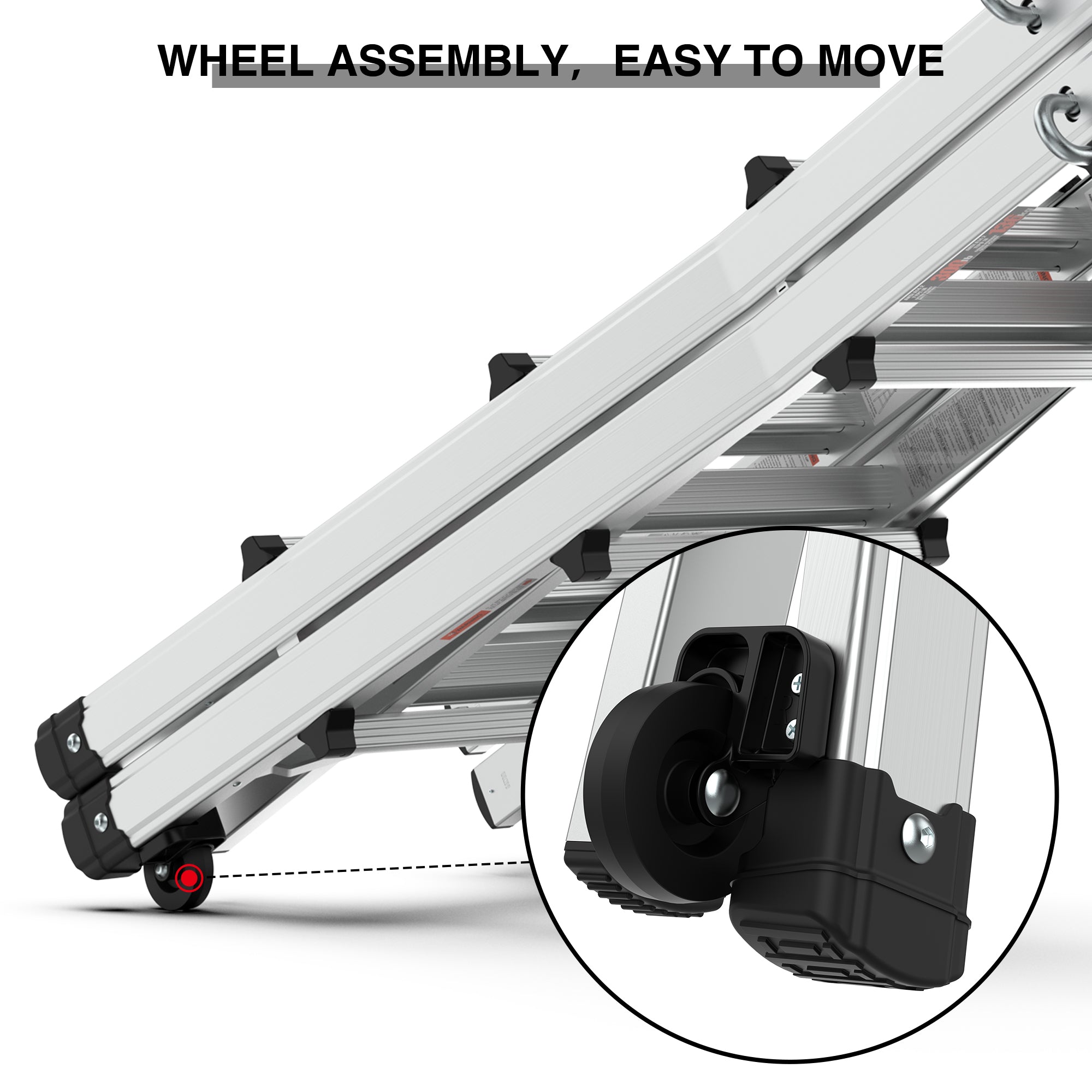 Aluminum Multi-Position Ladder with Wheels, 17ft,22ft