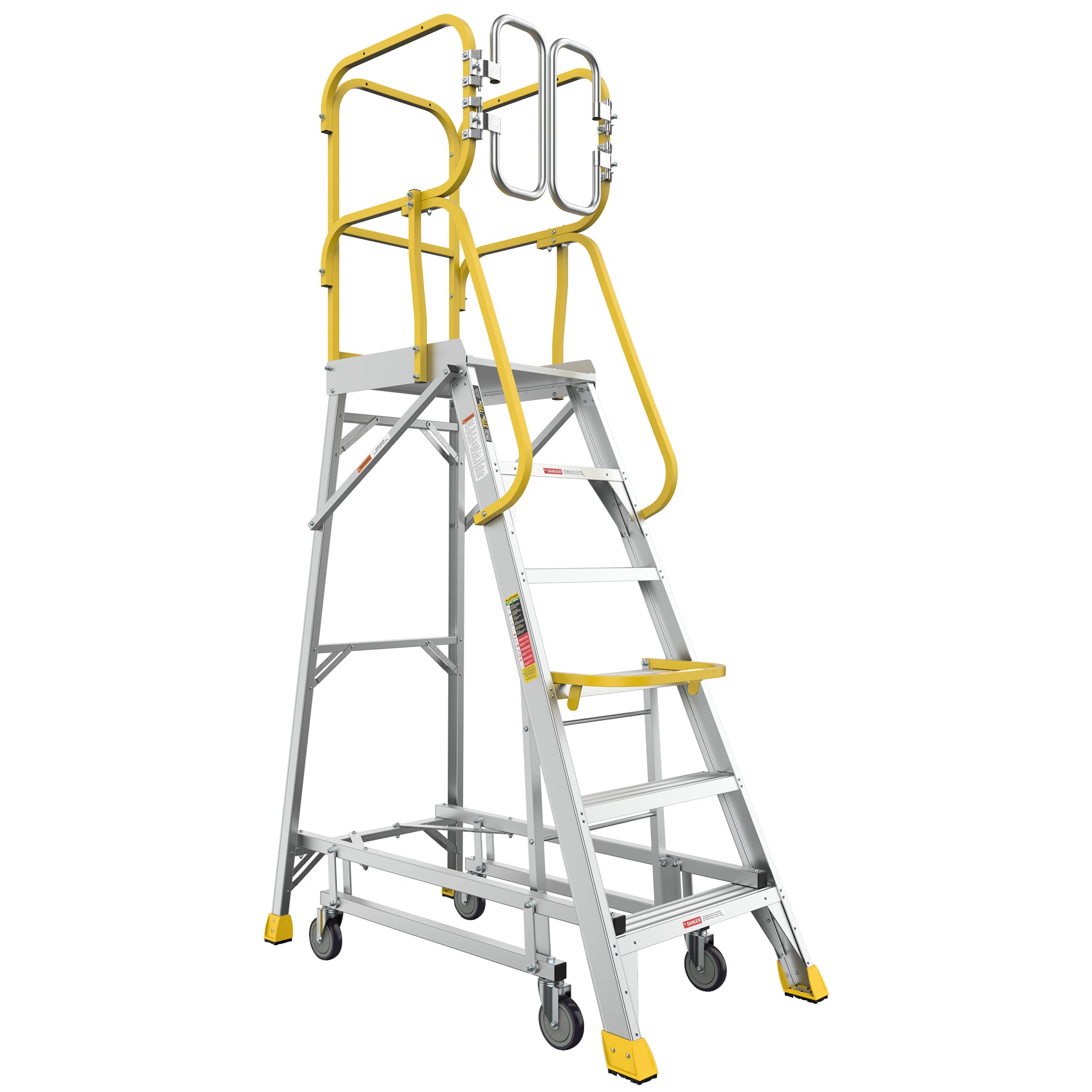4/5/6 Step 375lbs Aluminum Rolling Platform Ladder