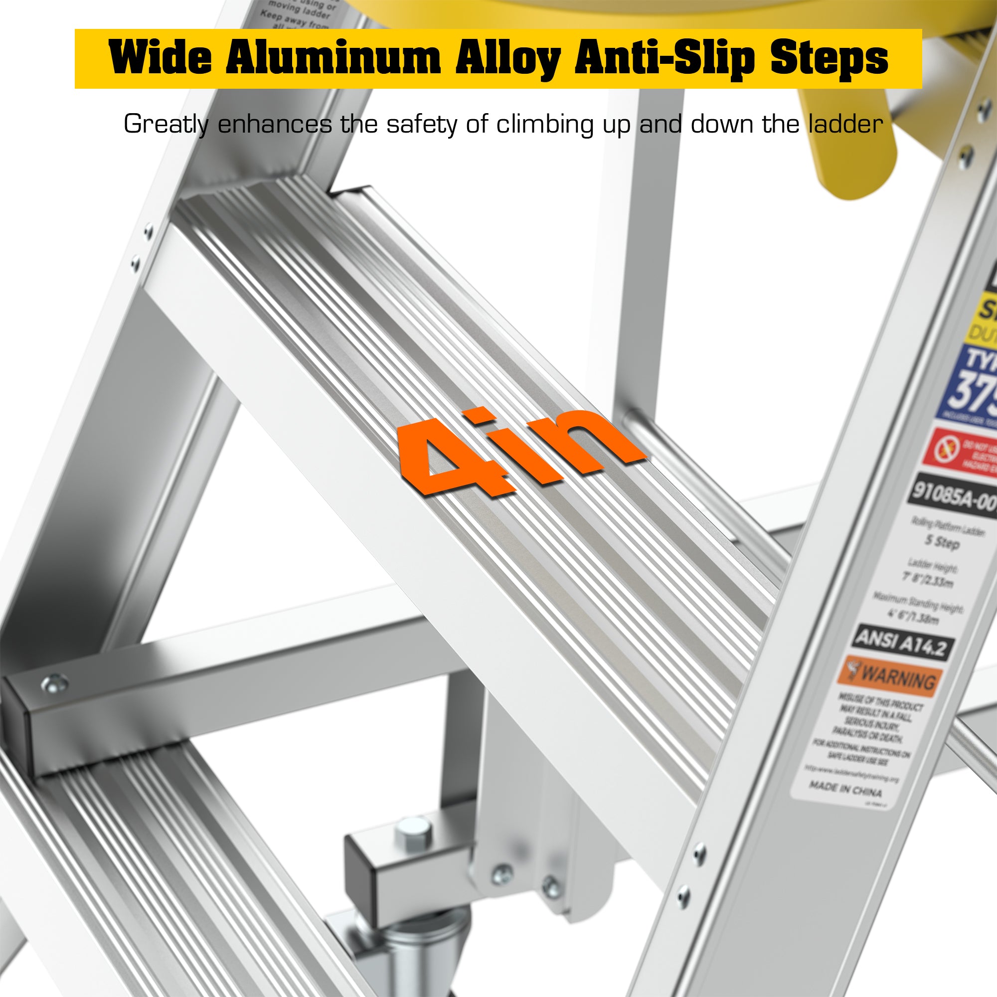 4/5/6 Step 375lbs Aluminum Rolling Platform Ladder