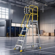 4/5/6 Step 375lbs Aluminum Rolling Platform Ladder