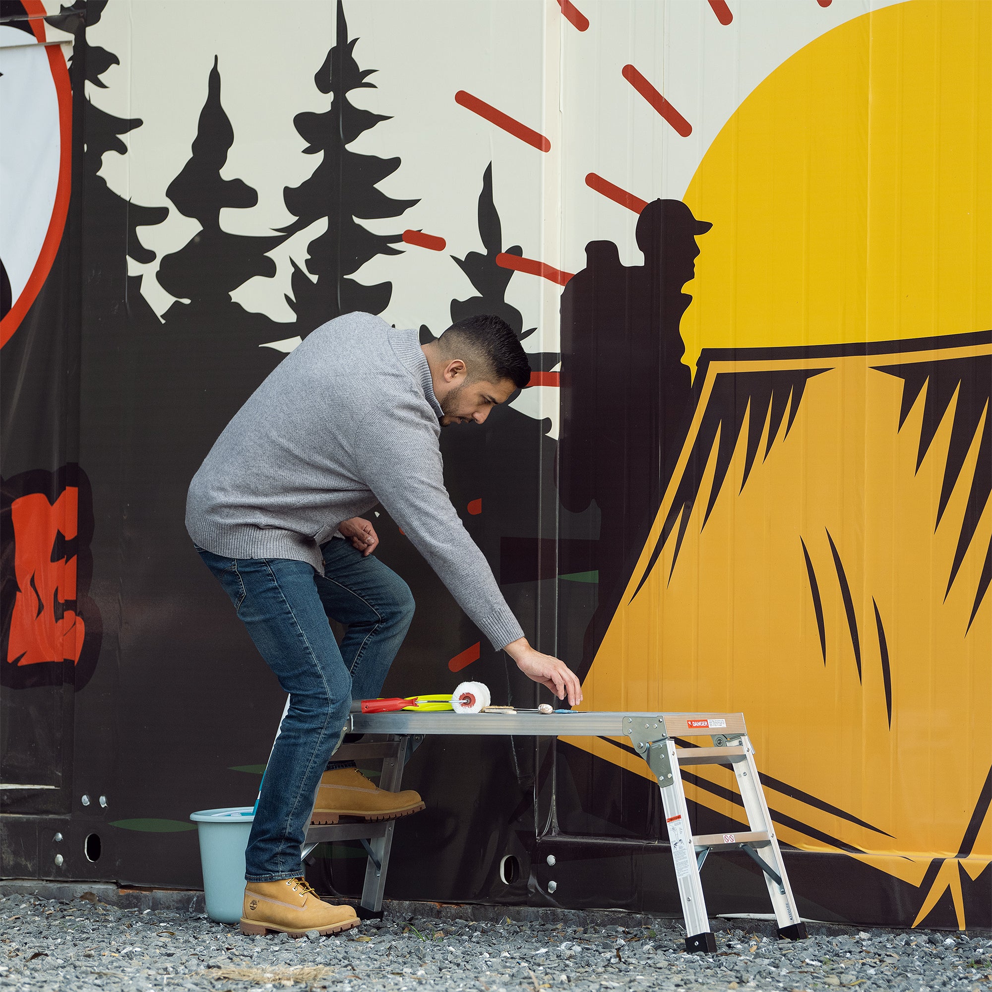 Work Platform Aluminum Portable Bench Folding Ladder ANSI 225 LBS