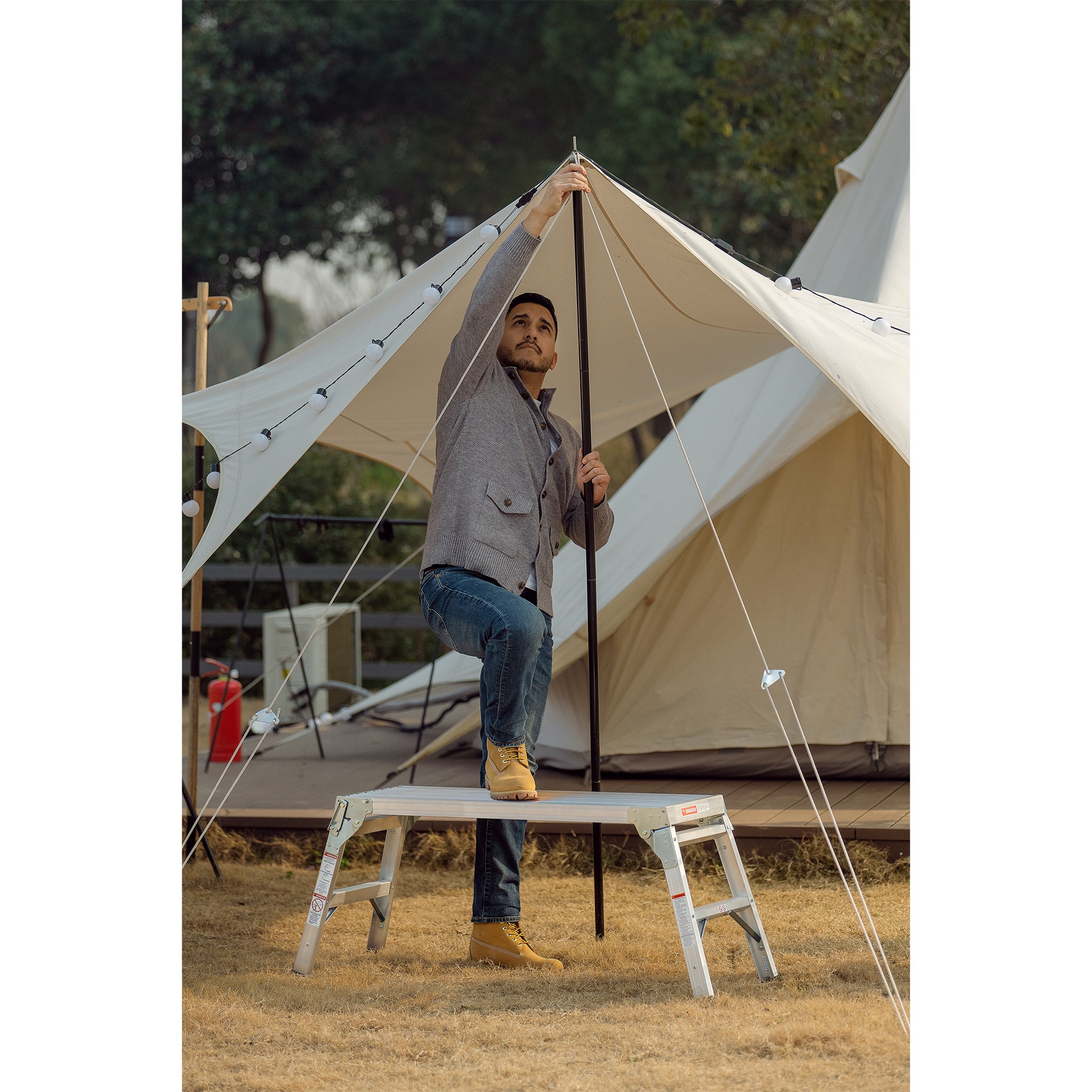 Work Platform Aluminum Portable Bench Folding Ladder ANSI 225 LBS