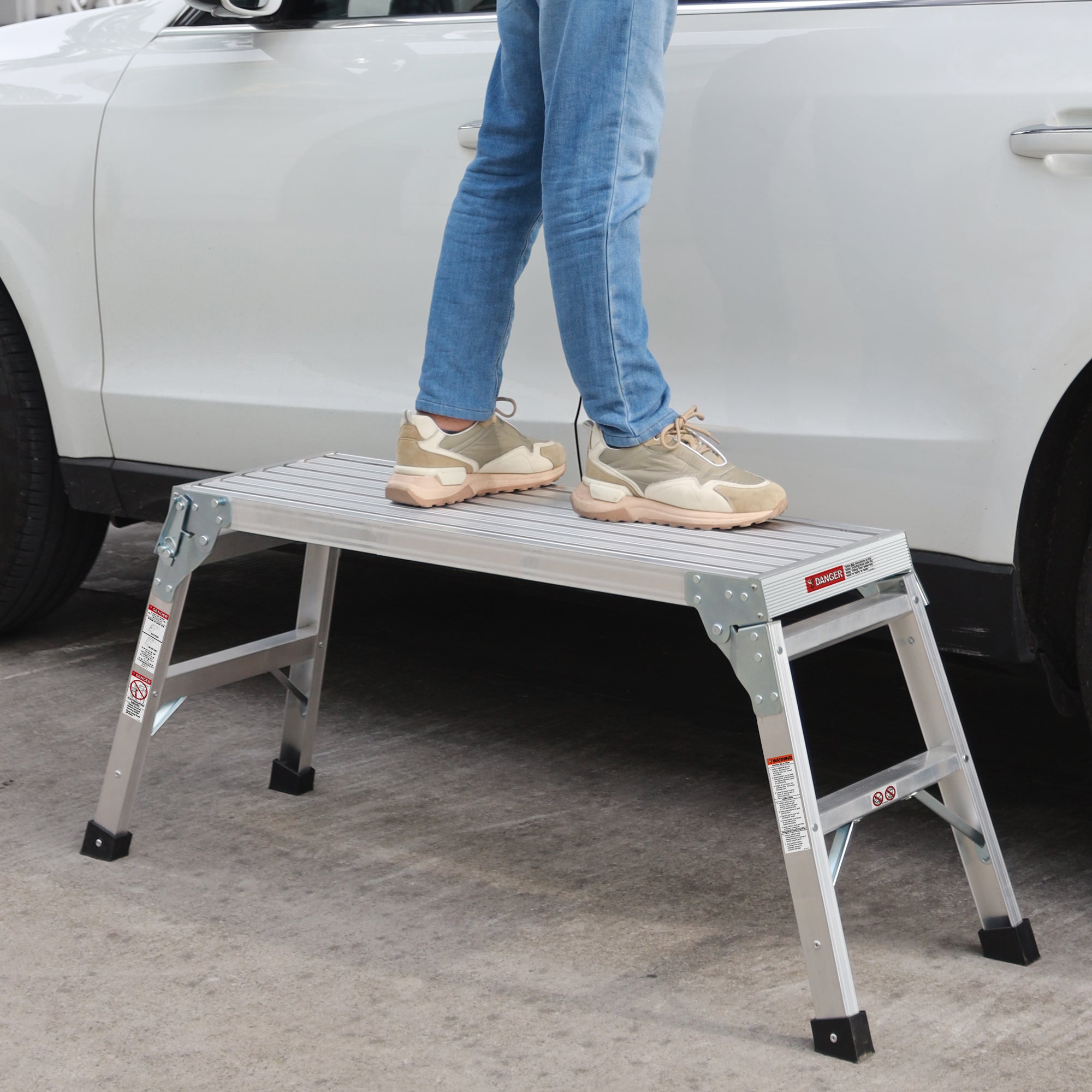 Work Platform Aluminum Portable Bench Folding Ladder ANSI 225 LBS