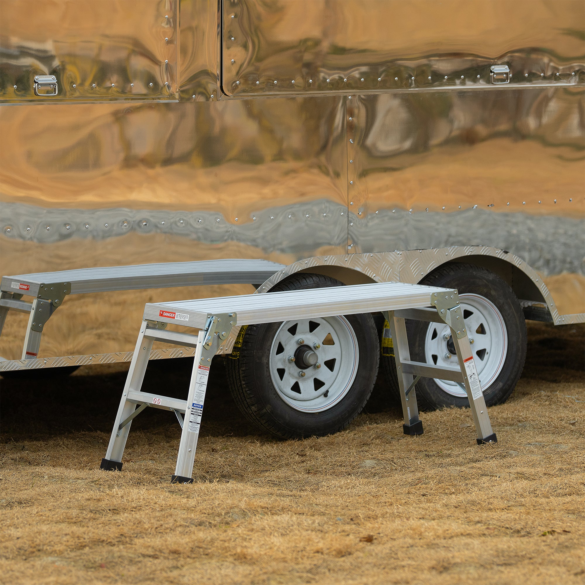 Work Platform Aluminum Portable Bench Folding Ladder ANSI 225 LBS