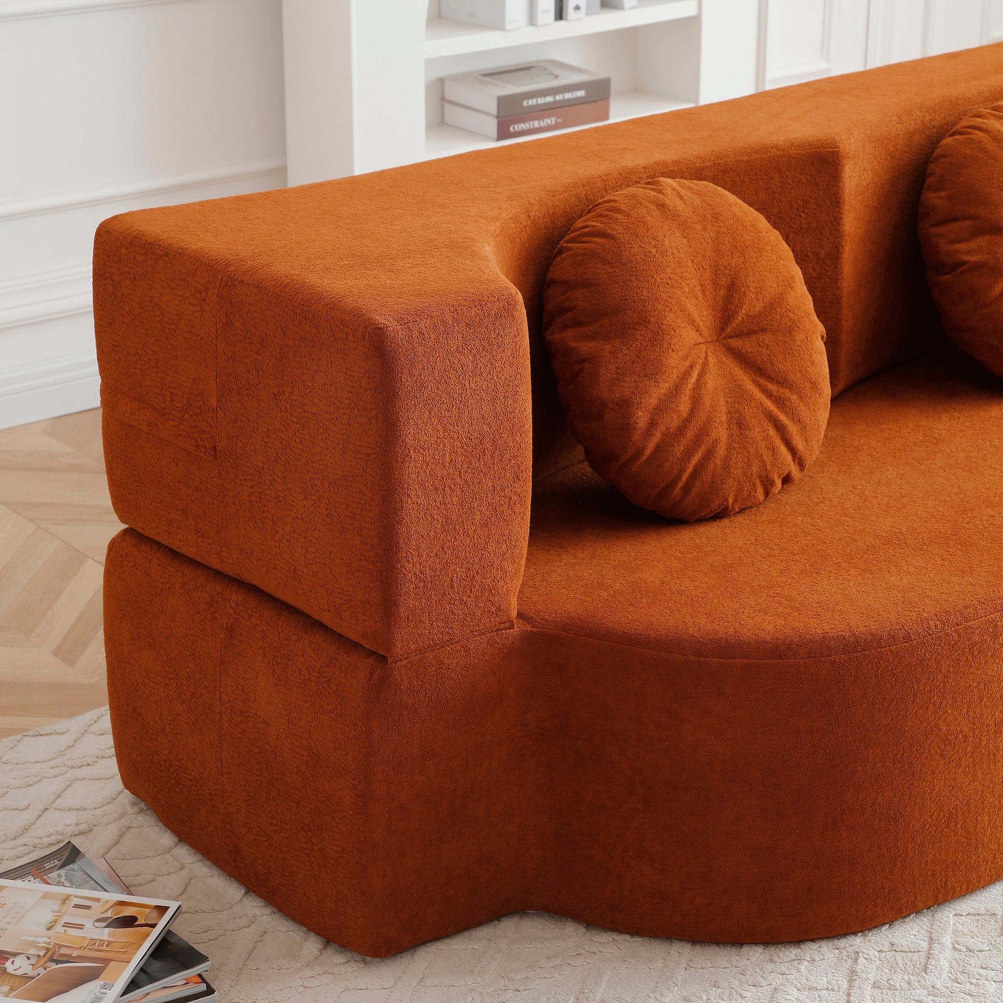 Convertible Folding Sofa Bed / Plush Corduroy Loveseat Couch