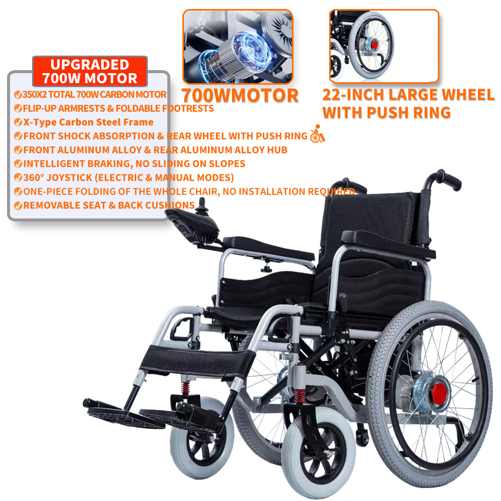 22-inch large-wheel electric wheelchair with electric and manual dual