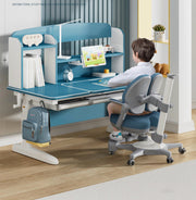 Children's Study Desk and Chair, Height-Adjustable with Drawers