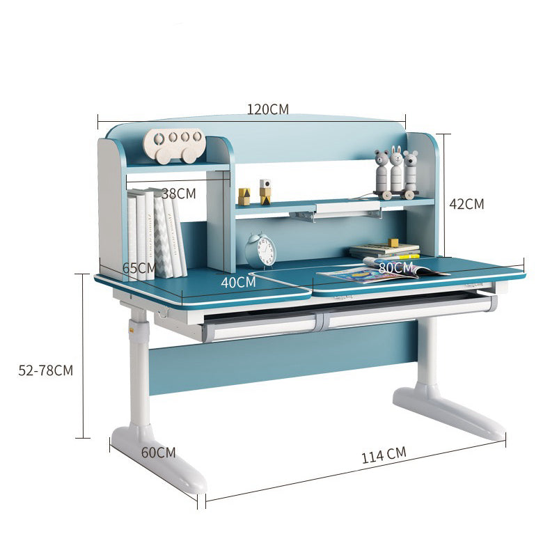 Children's Study Desk and Chair, Height-Adjustable with Drawers