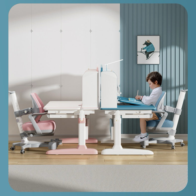Children's Study Desk and Chair, Height-Adjustable with Drawers