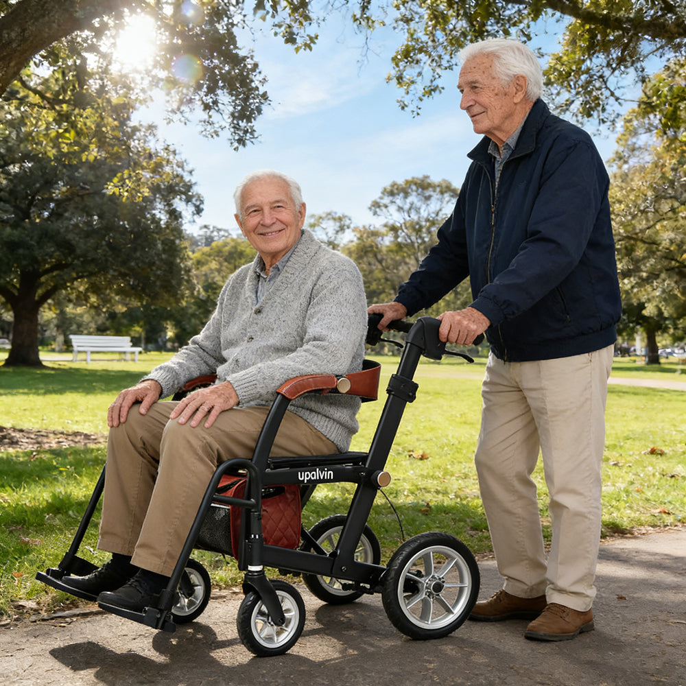 2-in-1 walking cart, foldable walking aid, ultra wide and durable seat