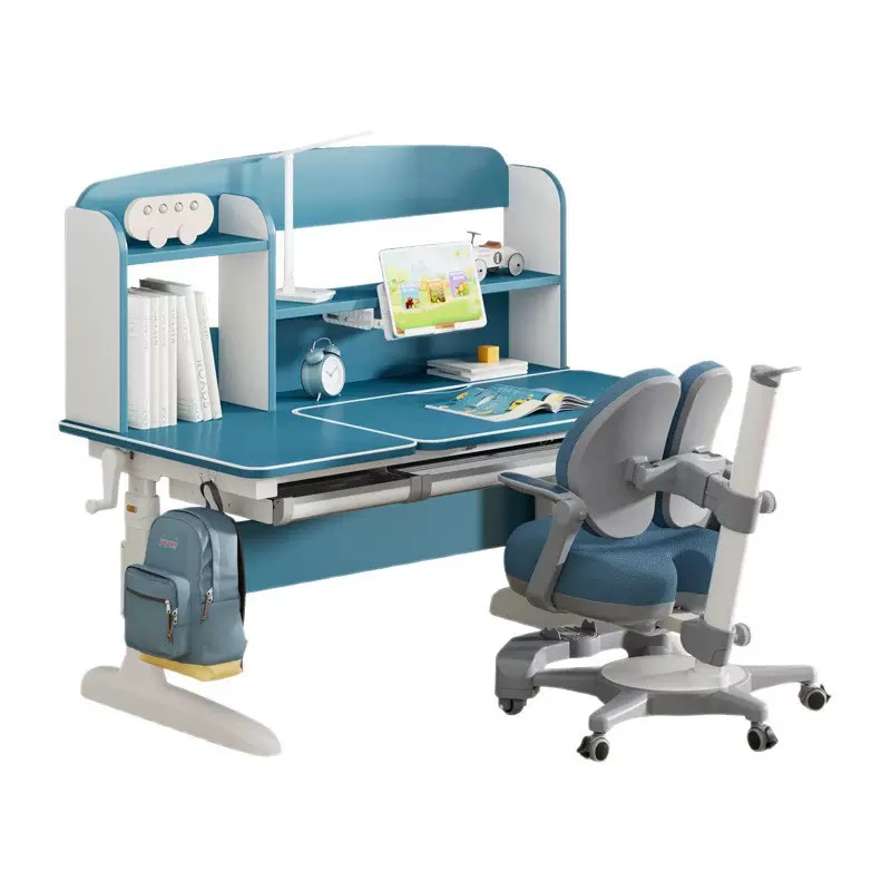 Children's Study Desk and Chair, Height-Adjustable with Drawers