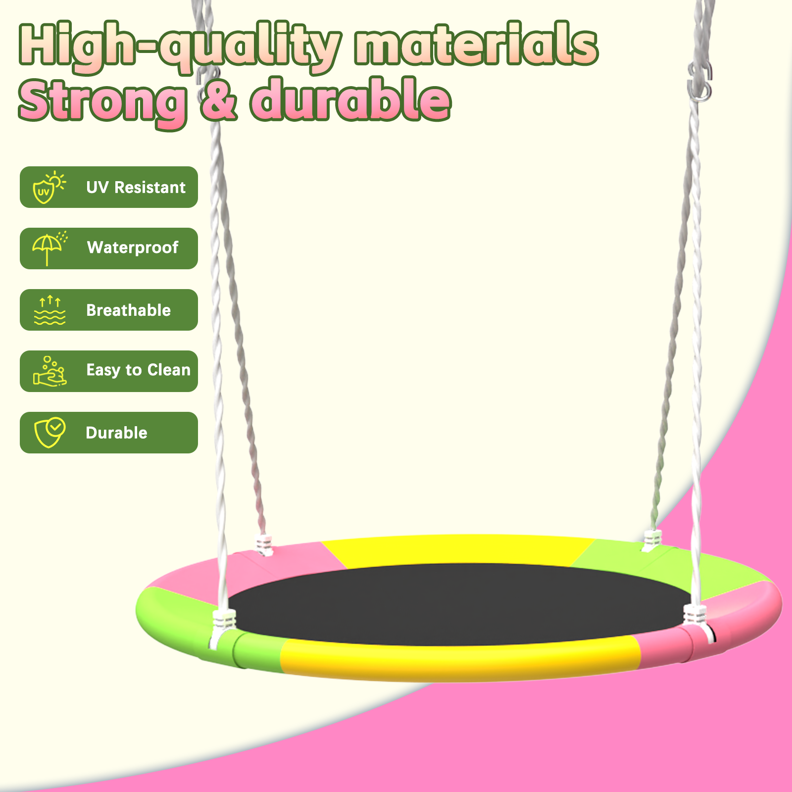 Flying Saucer Swing Set with Heavy Duty A-Frame Metal Swing Stand, Ful