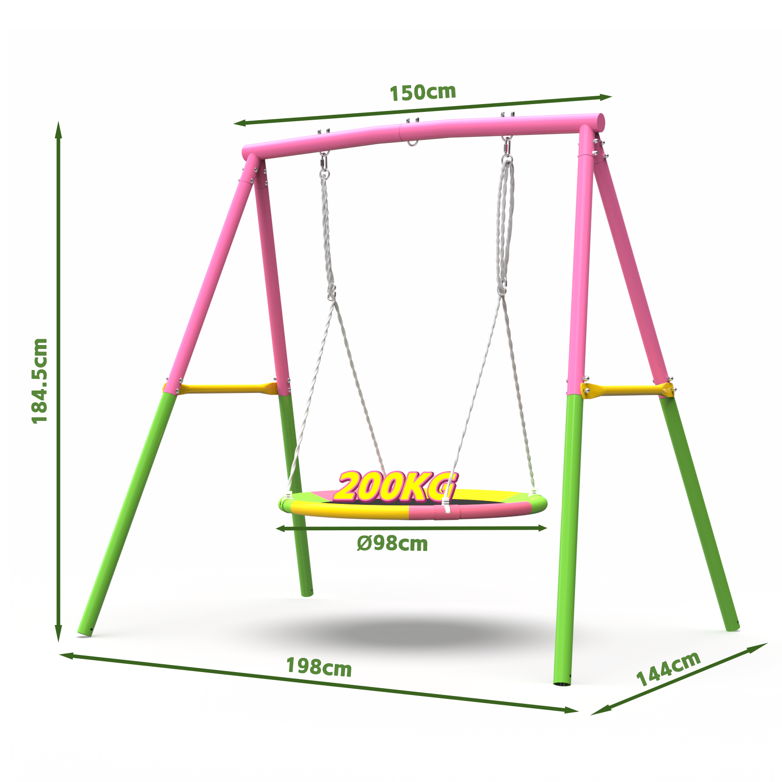 Flying Saucer Swing Set with Heavy Duty A-Frame Metal Swing Stand, Ful