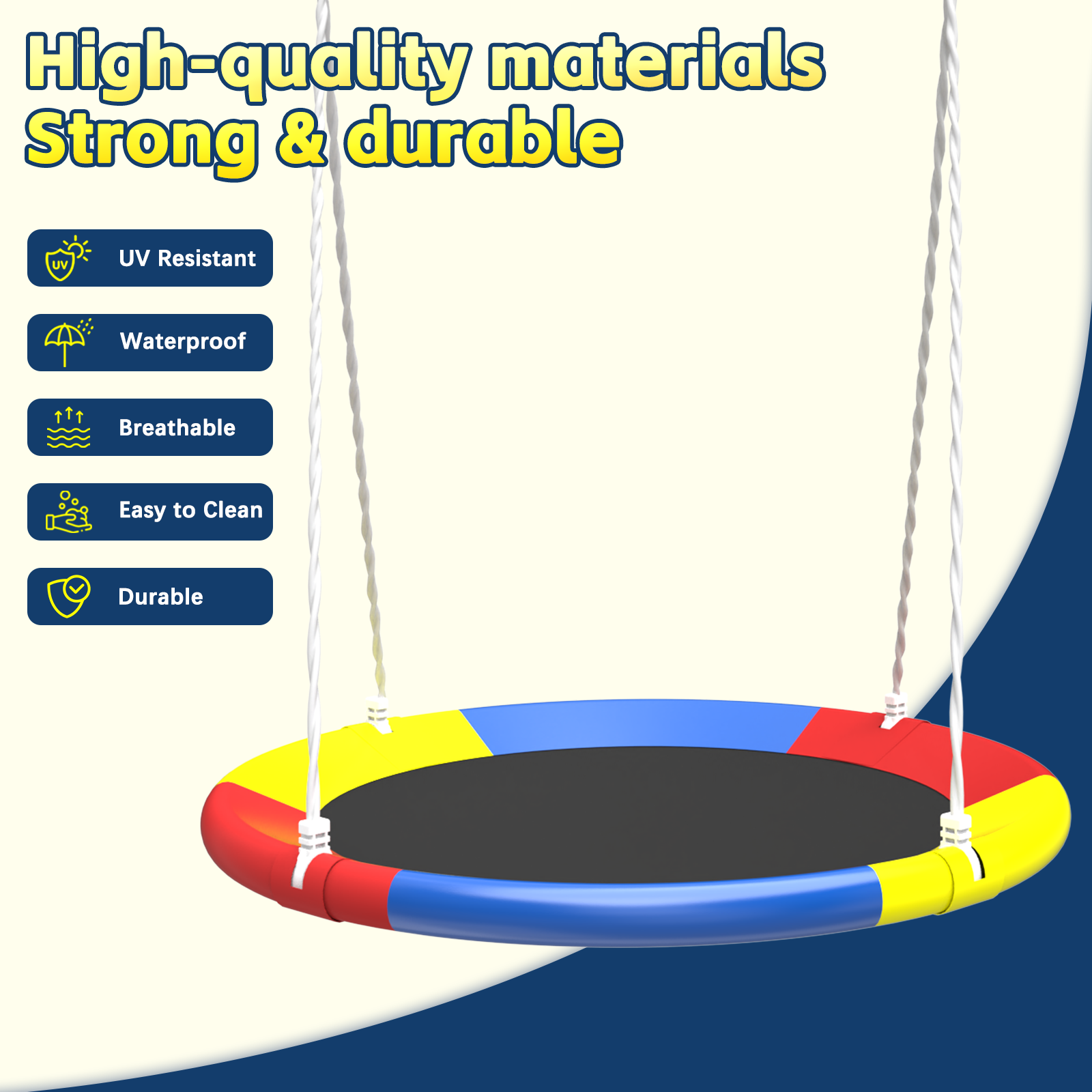 Flying Saucer Swing Set with Heavy Duty A-Frame Metal Swing Stand, Ful