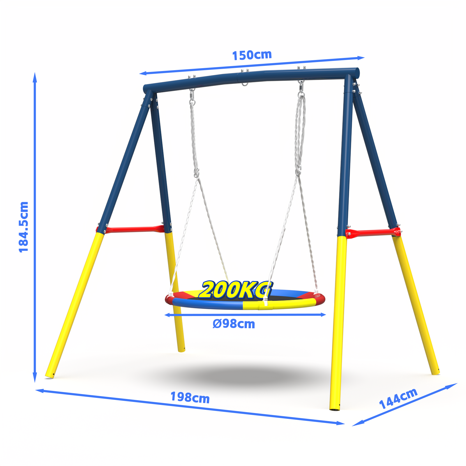 Flying Saucer Swing Set with Heavy Duty A-Frame Metal Swing Stand, Ful