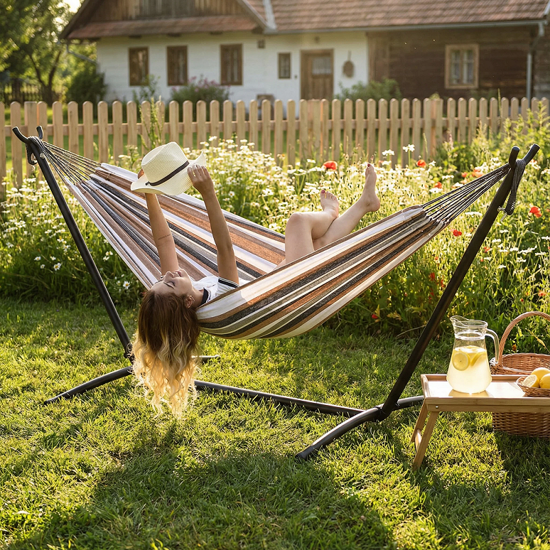 Canvas Outdoor Anti-Toppling CampingPortableSingle HammockDouble Swing