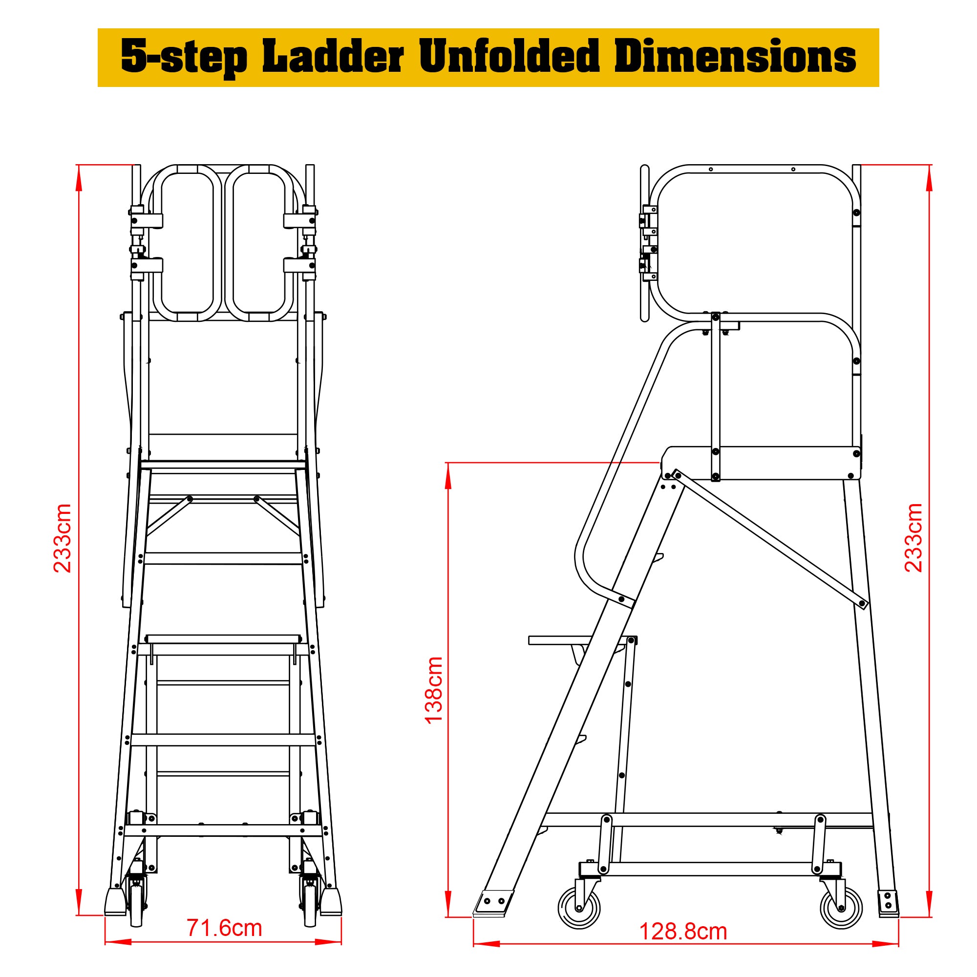 4/5/6 Step 375lbs Aluminum Rolling Platform Ladder