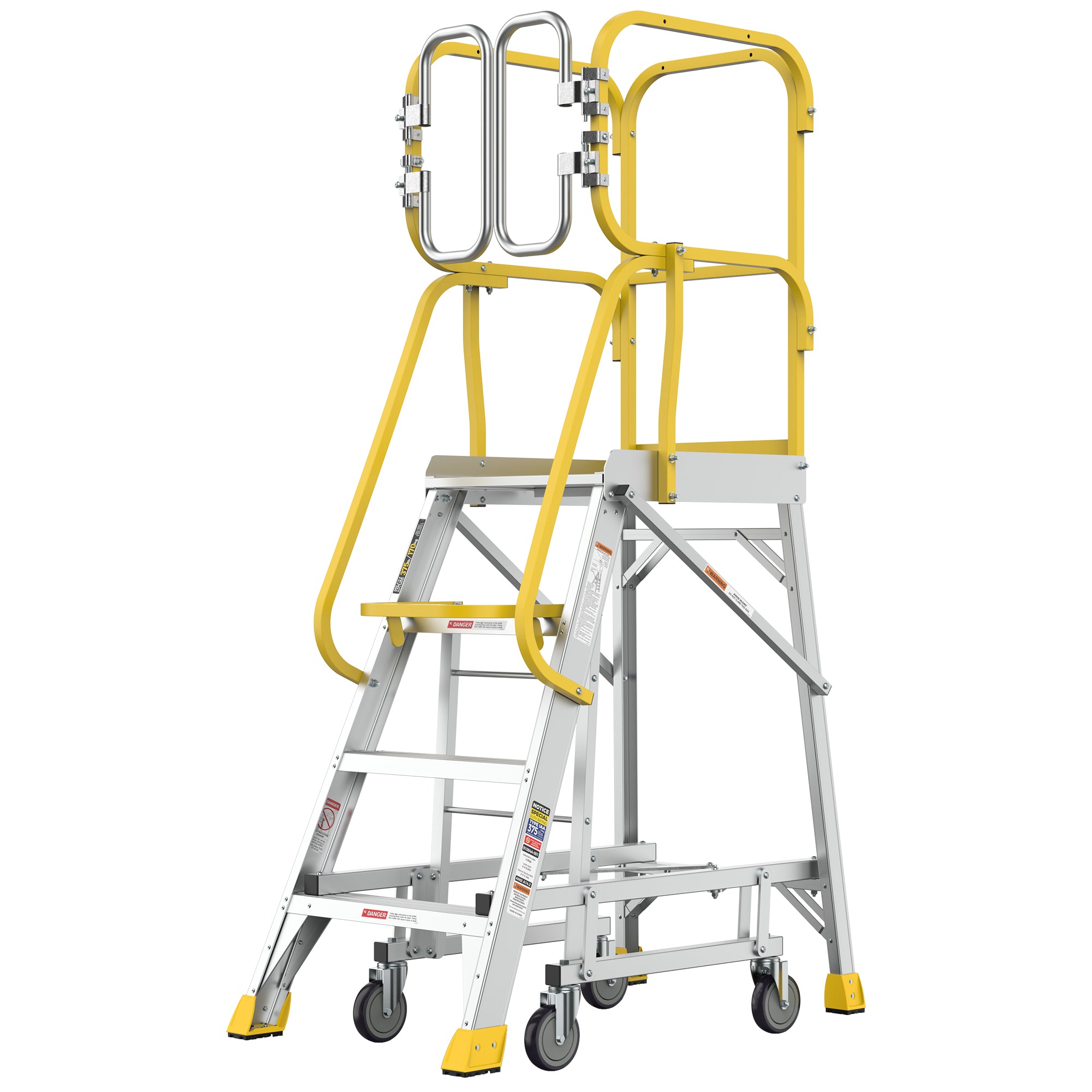 4/5/6 Step 375lbs Aluminum Rolling Platform Ladder
