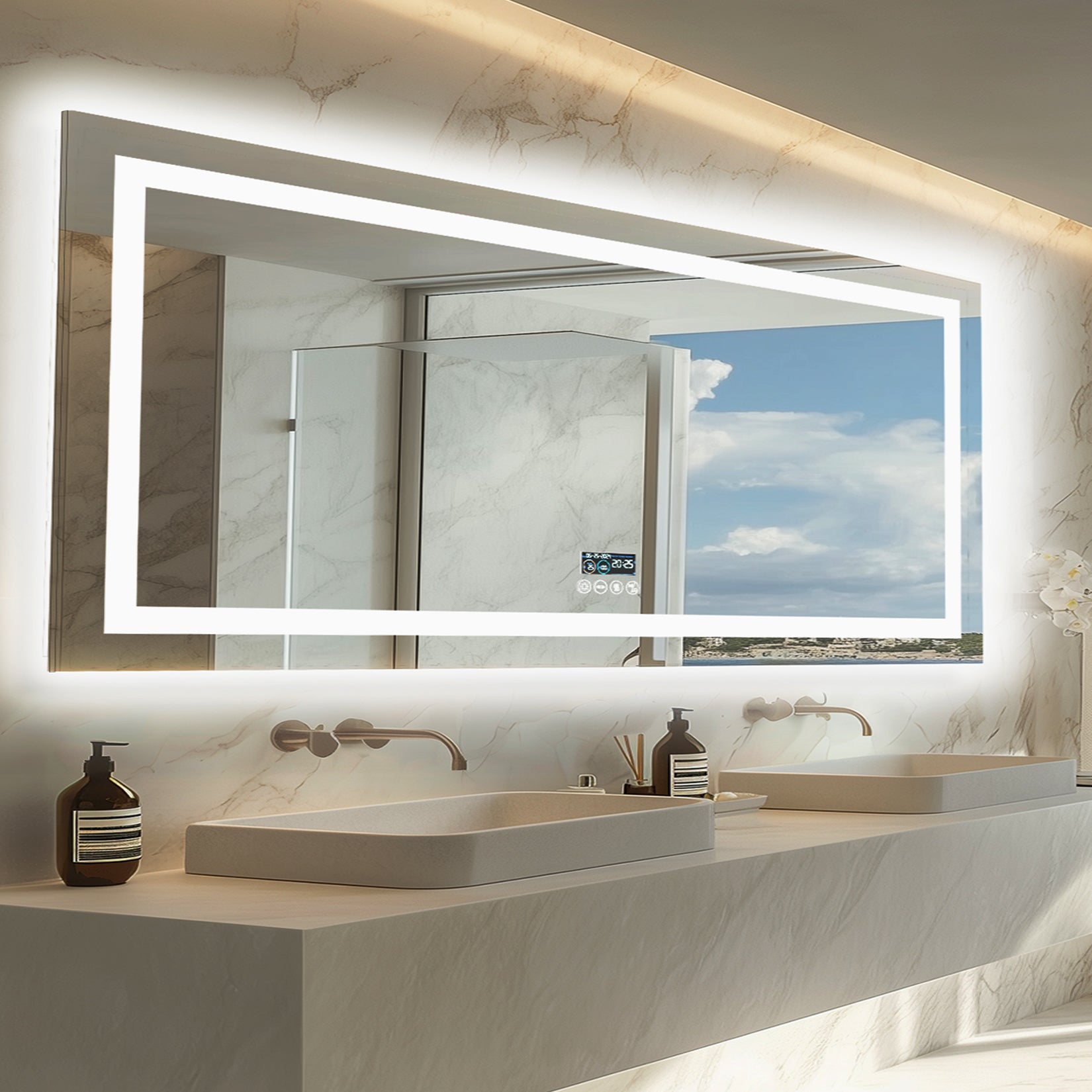 180cm Bluetooth LED Bathroom Mirror Anti-fog LED Lighted Dimmable