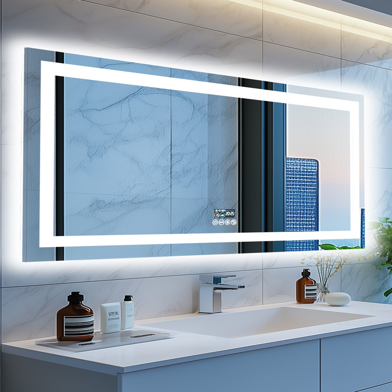 180cm Bluetooth LED Bathroom Mirror Anti-fog LED Lighted Dimmable