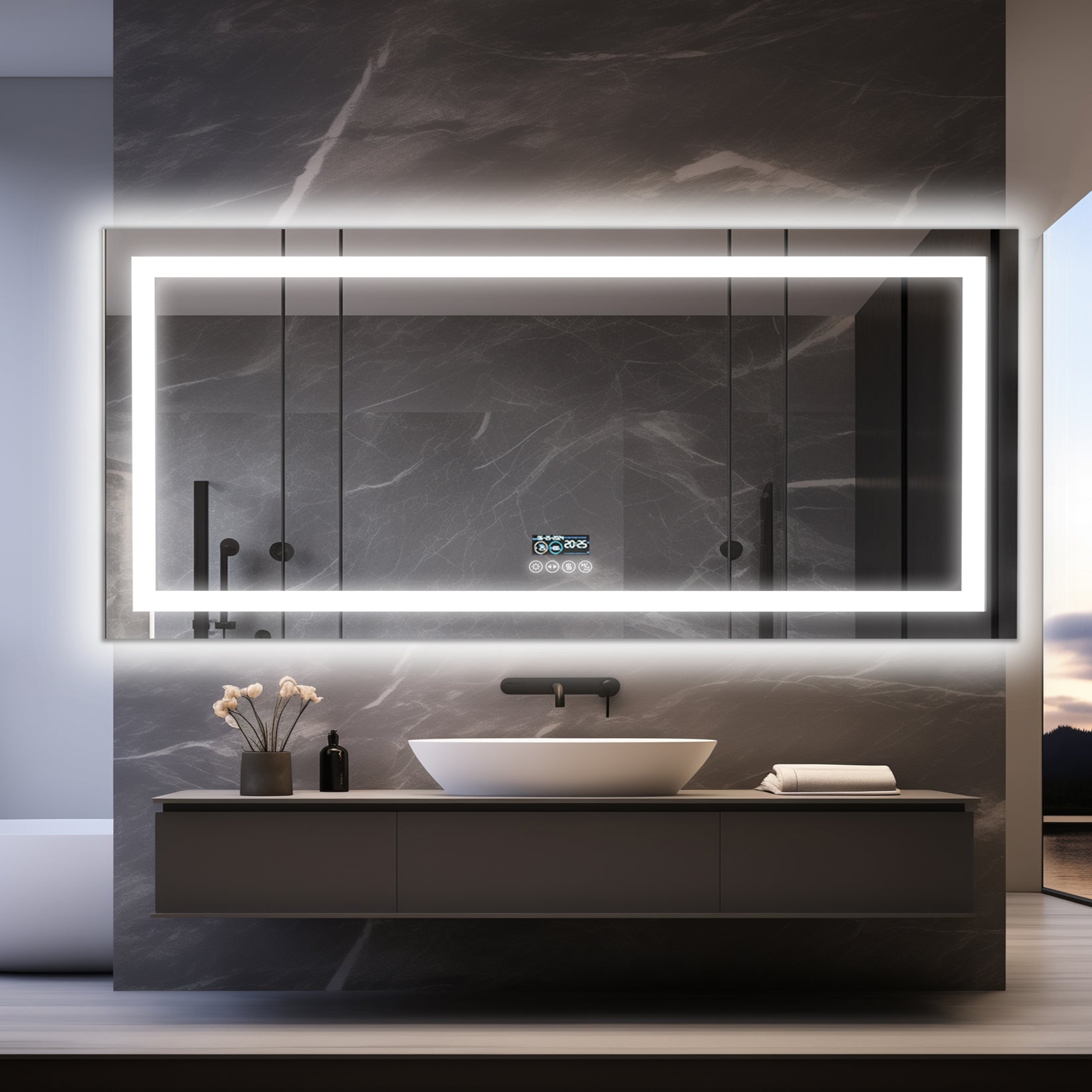 180cm Bluetooth LED Bathroom Mirror Anti-fog LED Lighted Dimmable