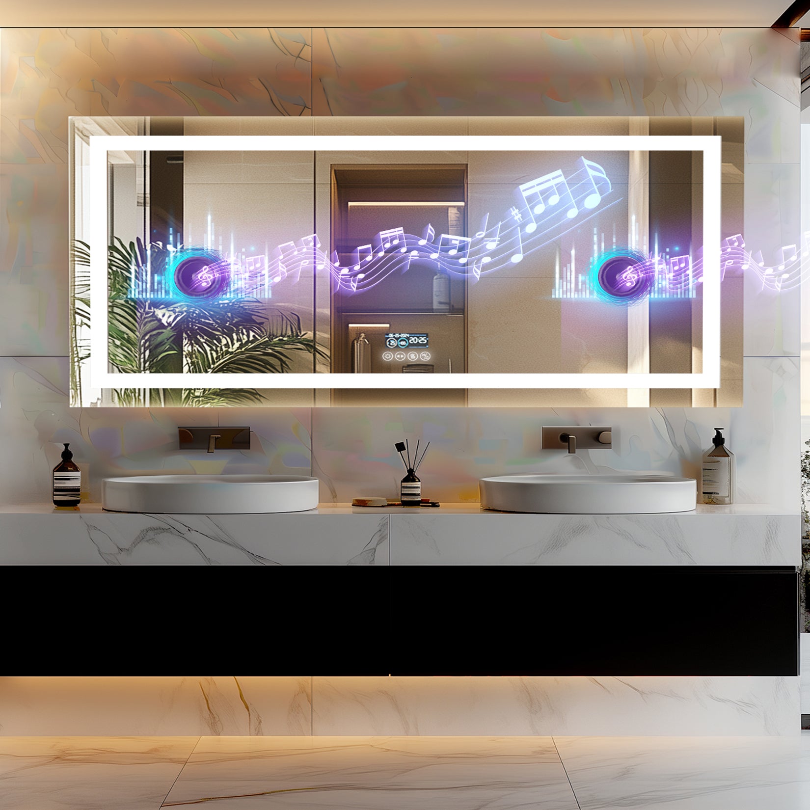 180cm Bluetooth LED Bathroom Mirror Anti-fog LED Lighted Dimmable