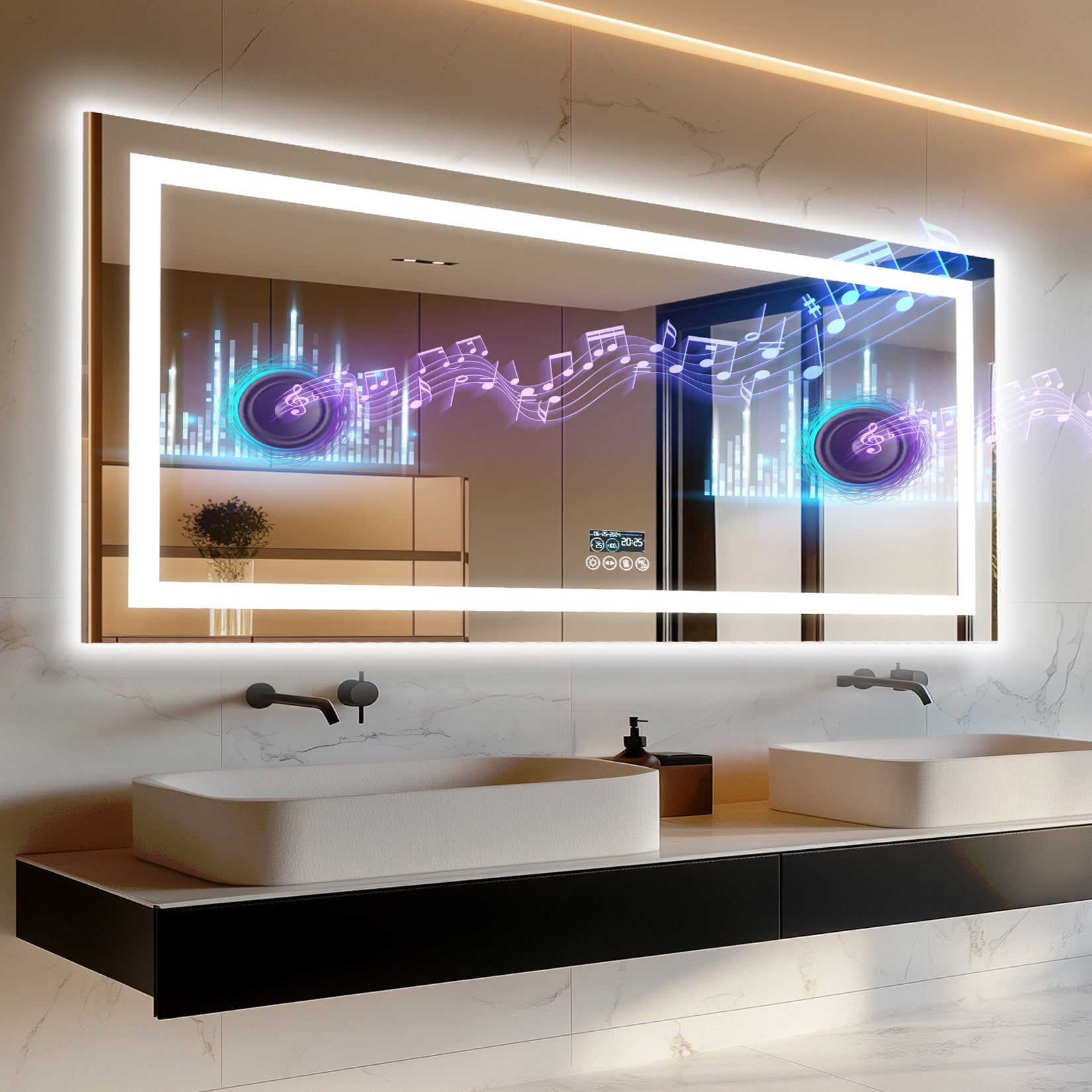 180cm Bluetooth LED Bathroom Mirror Anti-fog LED Lighted Dimmable