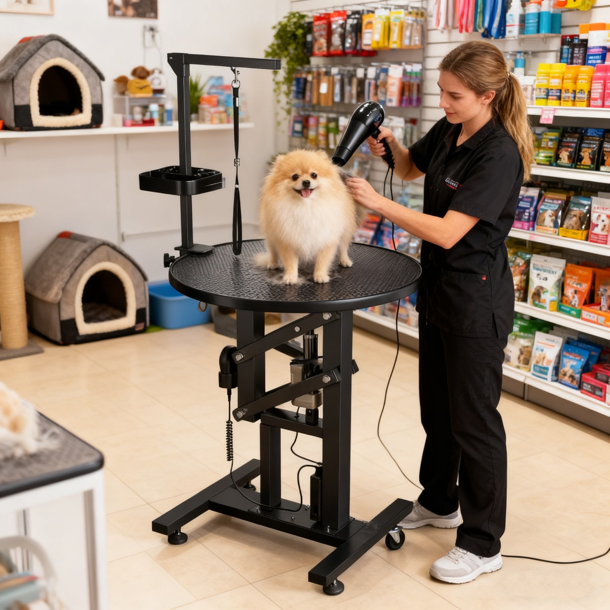 Pet bathing, hair cutting, beauty, lifting, rotating round table