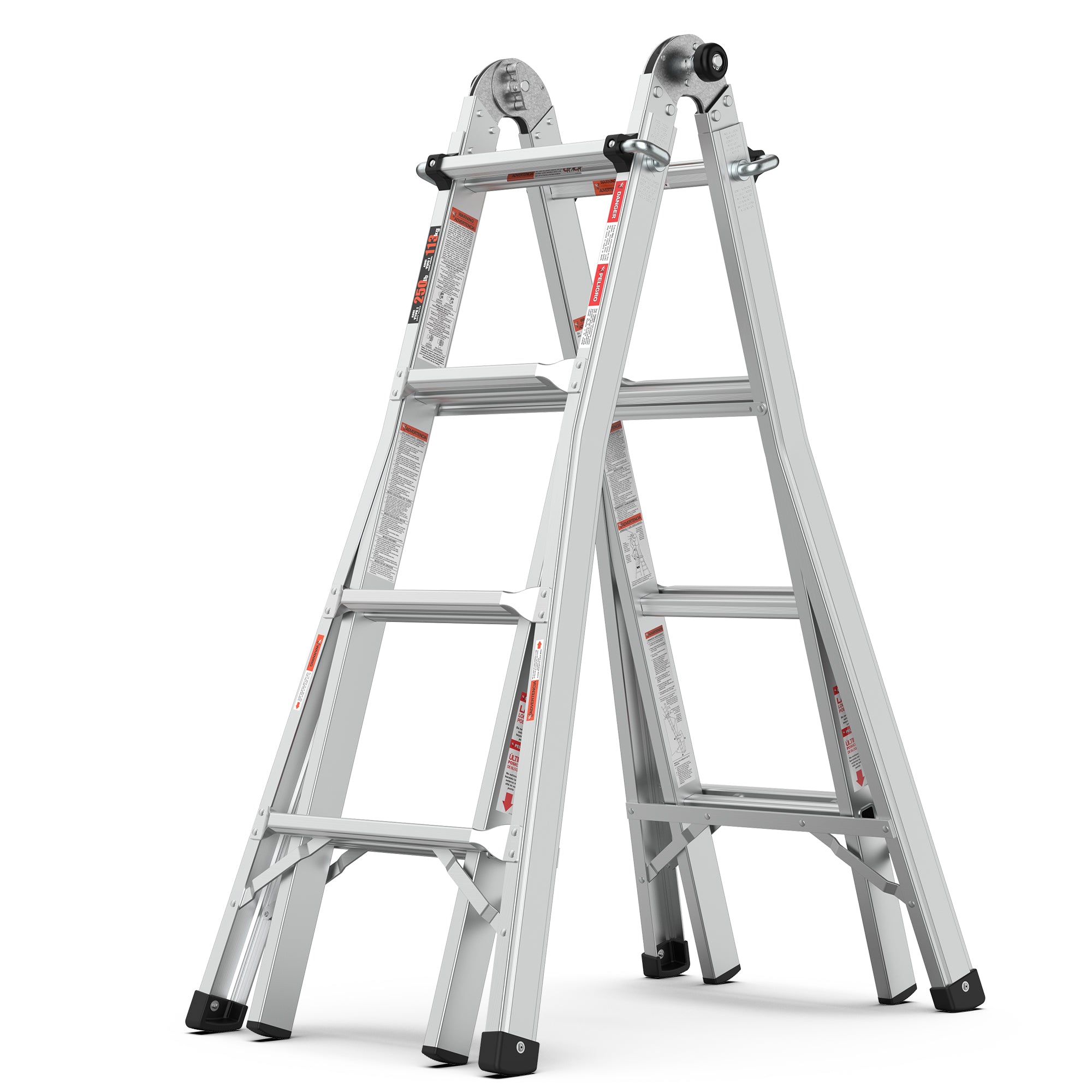 Aluminum Multi-Position Ladder with Wheels, 17ft,22ft