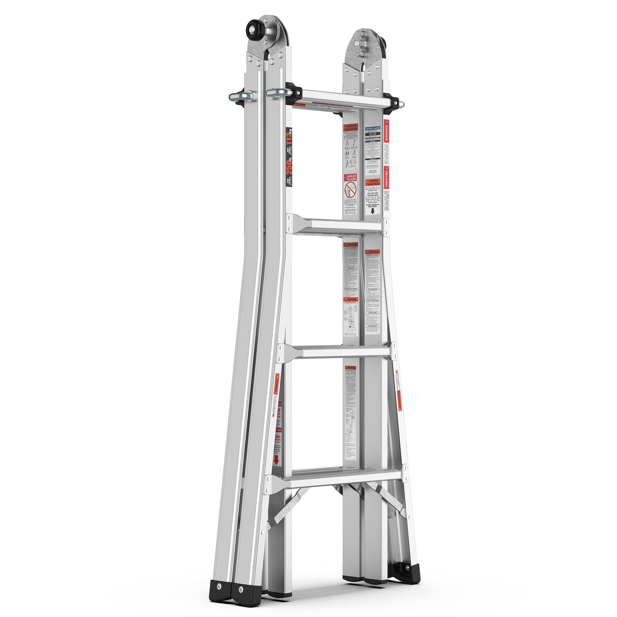 Aluminum Multi-Position Ladder with Wheels, 17ft,22ft