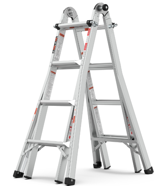 Aluminum Multi-Position Ladder with Wheels, 17ft,22ft