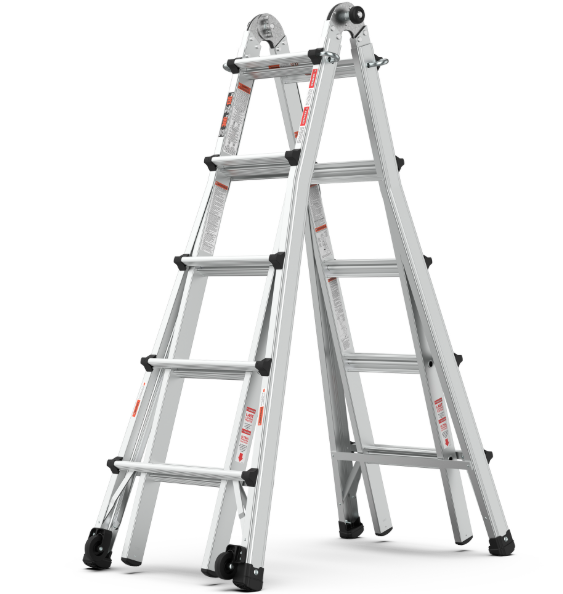 Aluminum Multi-Position Ladder with Wheels, 17ft,22ft