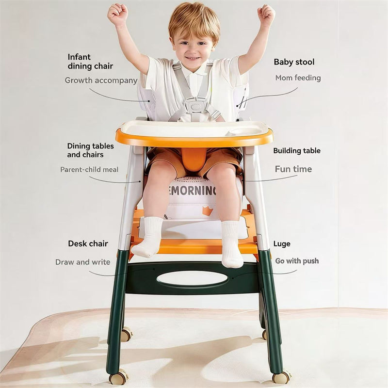 Multi-Functional Convertible Baby High Chair, Anti-Fall & Safe Toddler
