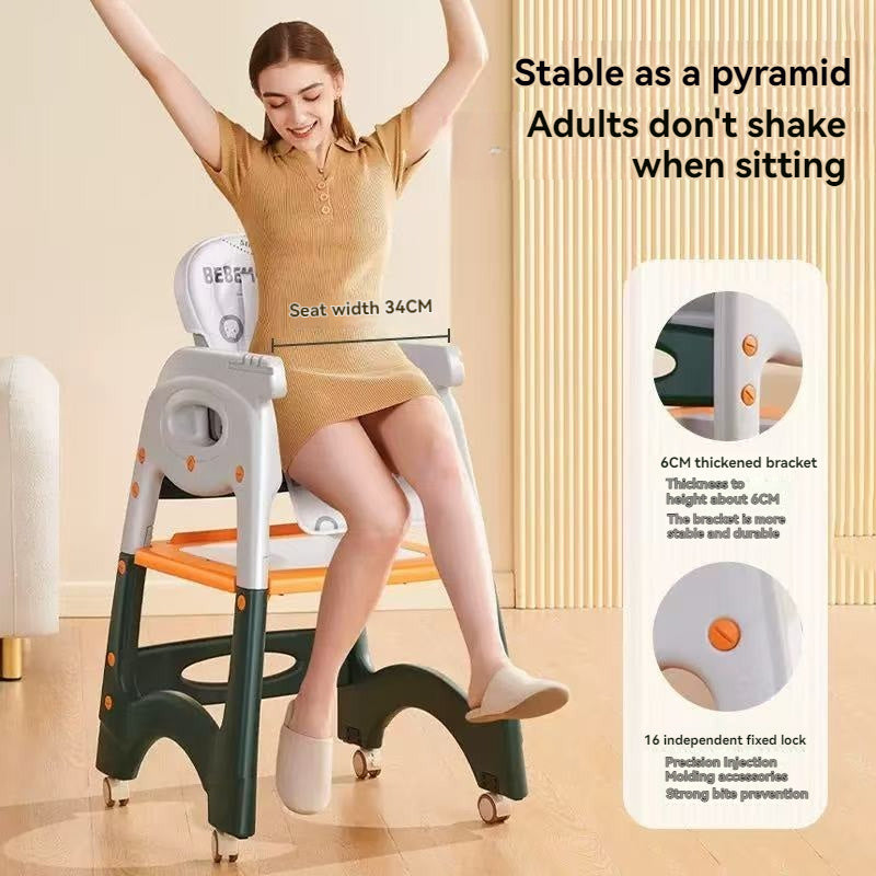 Multi-Functional Convertible Baby High Chair, Anti-Fall & Safe Toddler