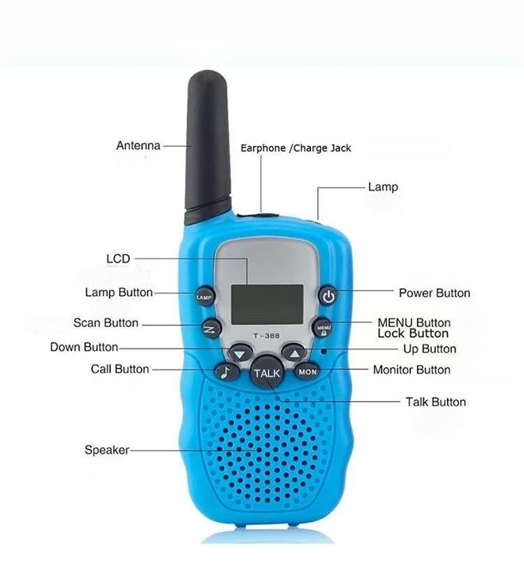 Kids Walkie Talkies 2 Pack - 3KM Long Range Mini Wireless Two-Way Radi