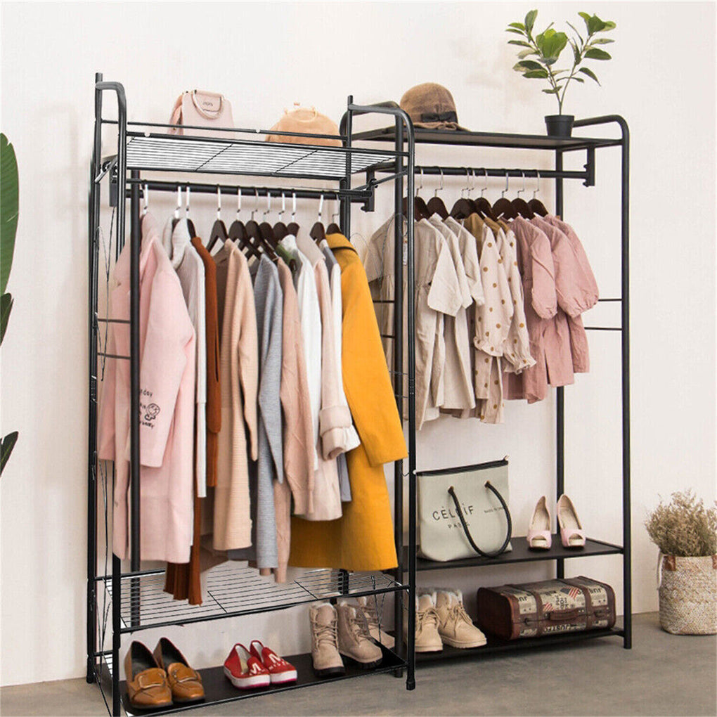 Large Clothes Rack Garment Hanger Stand Hanging Rail Iron Coat Closet