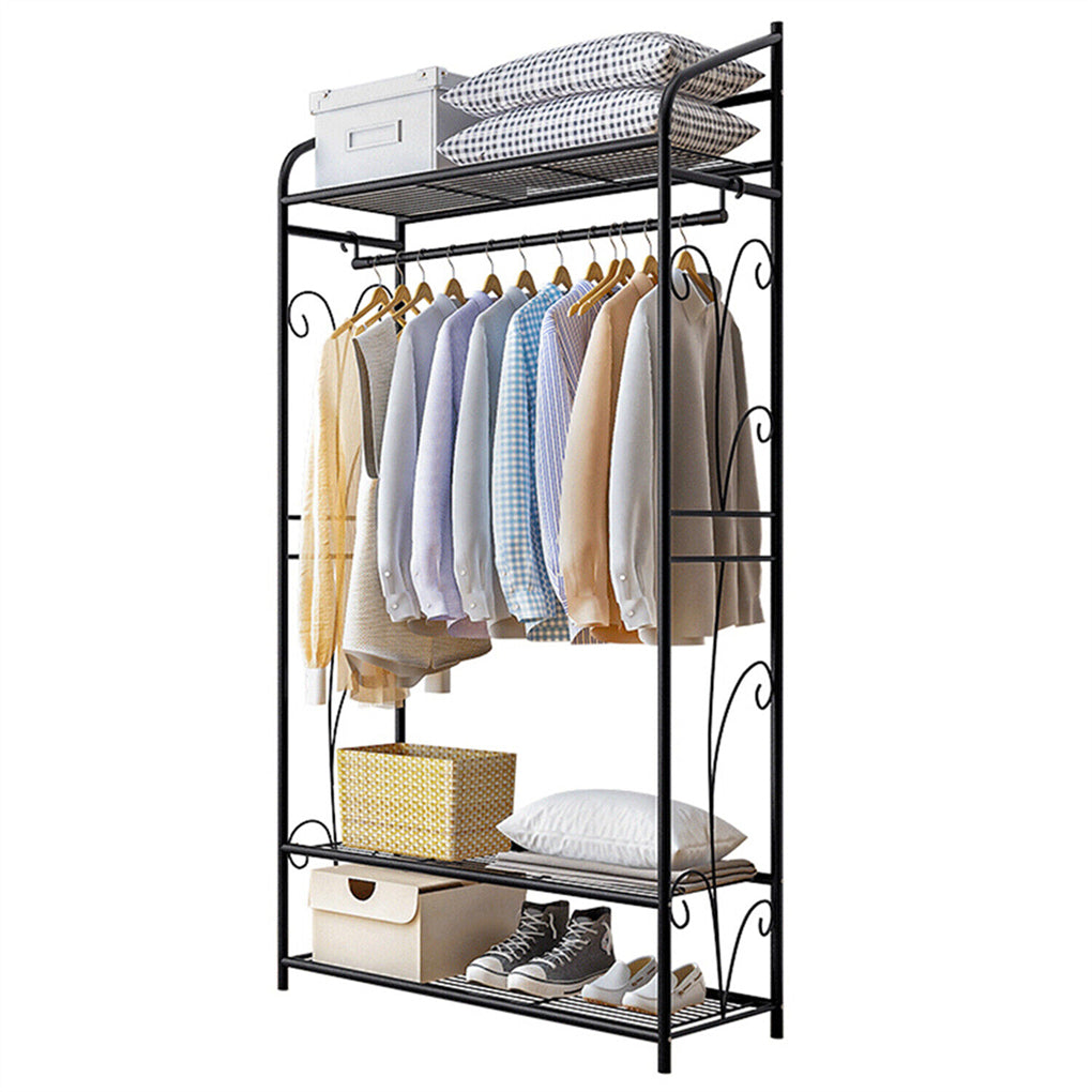 Large Clothes Rack Garment Hanger Stand Hanging Rail Iron Coat Closet