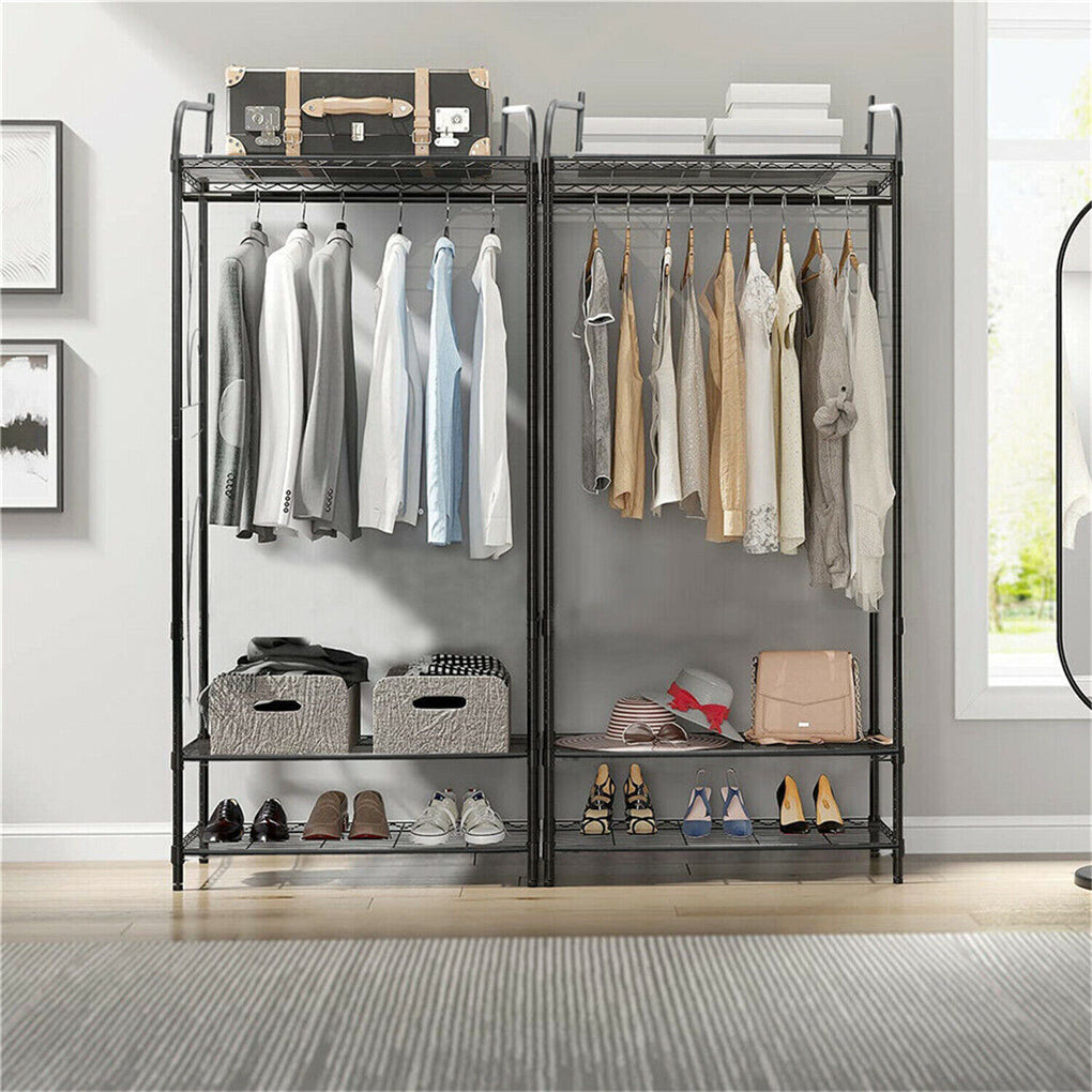 Large Clothes Rack Garment Hanger Stand Hanging Rail Iron Coat Closet