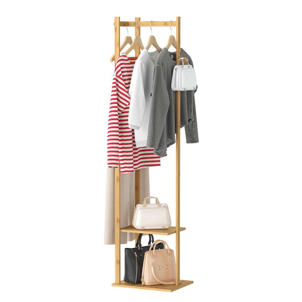 Bamboo garment coat clothes stand rack hat shoe thicken wooden hanger