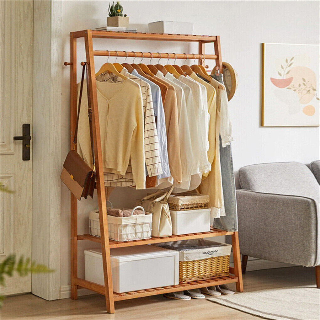Open Wardrobe Clothes Rail Rack Hanging Garment Organizer Coat Shelf
