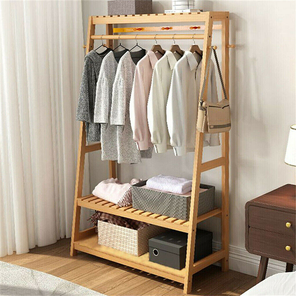 Open Wardrobe Clothes Rail Rack Hanging Garment Organizer Coat Shelf