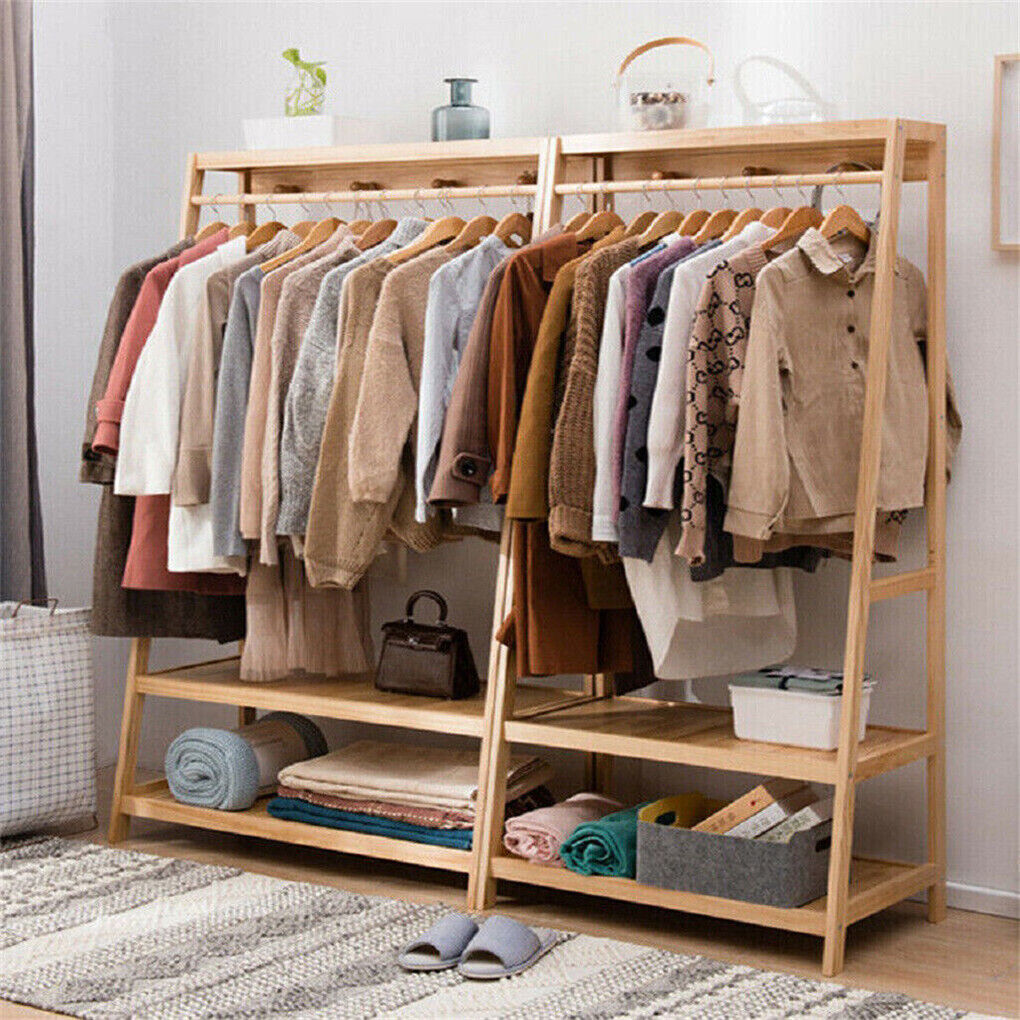 Open Wardrobe Clothes Rail Rack Hanging Garment Organizer Coat Shelf